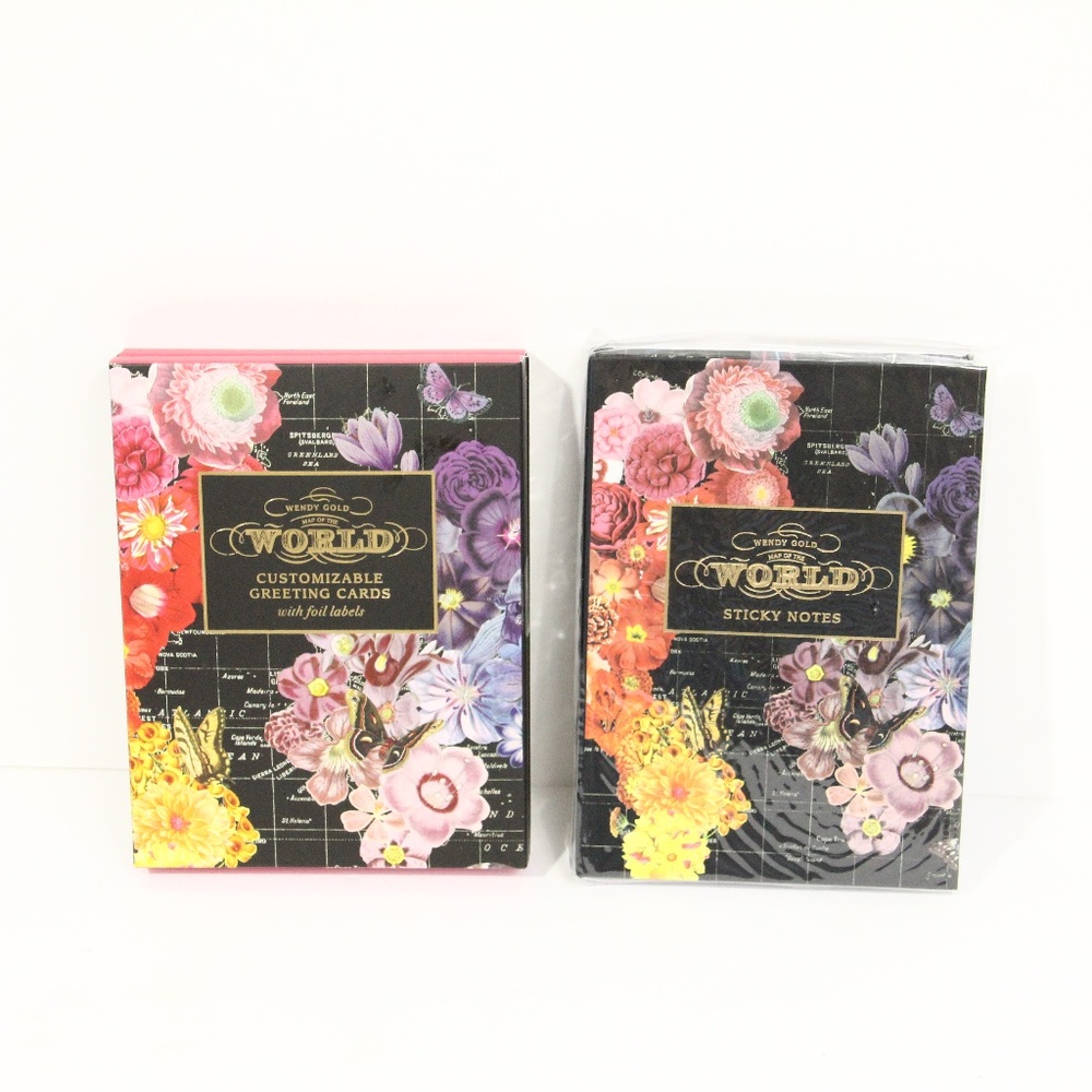 Galison Gift Set Wendy Gold New Greeting Cards Sticky Notes Butterfly Stationery
